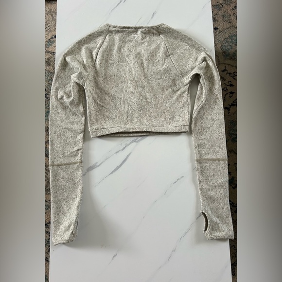 Gymshark washed khaki marl workout set NWT. Size XS Long sleeve top and leggings - Picture 4 of 10